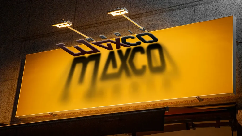 Logo design for media company – Maxco Media signage application