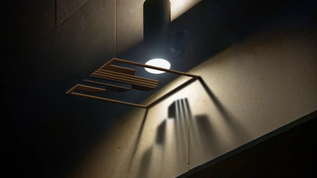 Real estate logo design for Hung Thanh presented in an artistic lighting visual that emphasizes form depth and strong brand presence